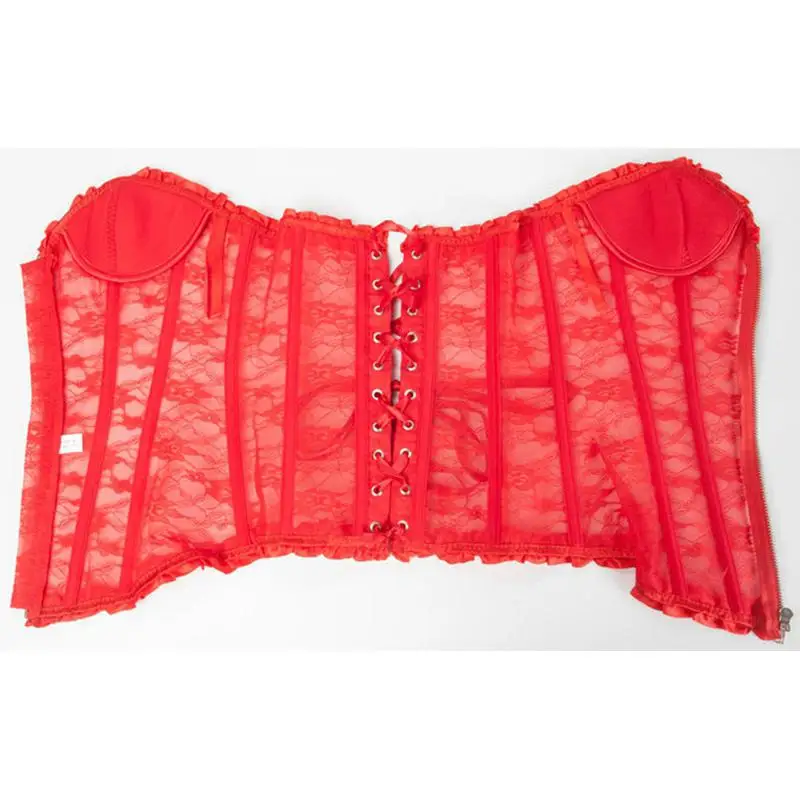 Красный сексуальный ажурный корсет для тренировок талии свадебный кружевной