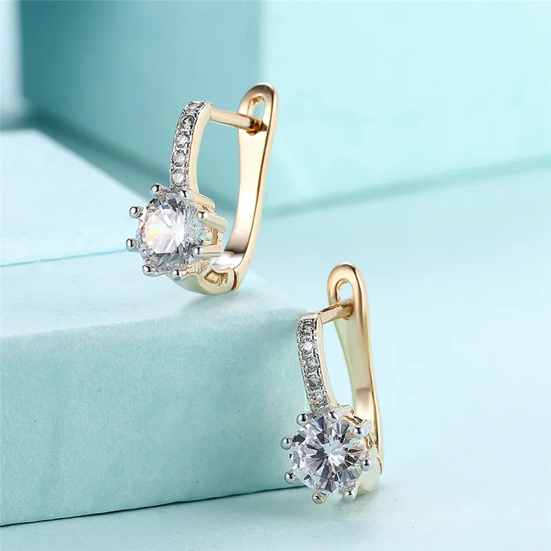 Новый голубой циркон Клипсы женский синий камень Серьги для Для женщин Блестящий