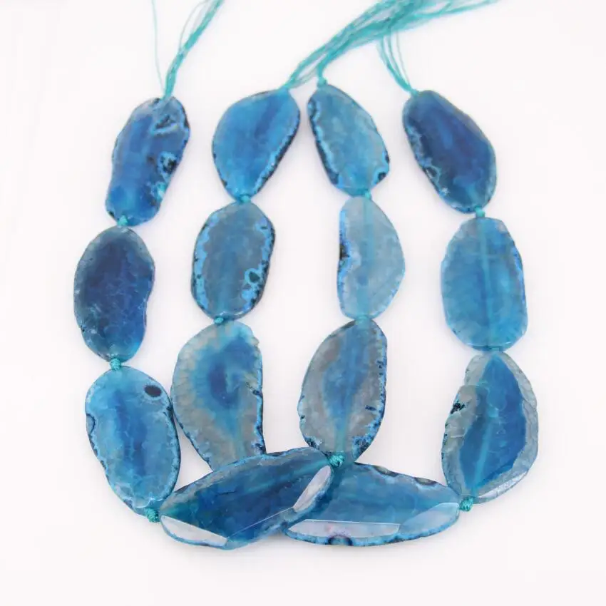 7 шт. полированные бусины из натурального голубого ахата большого размера|beads