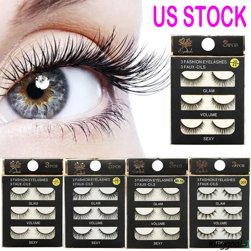 New 3 pairs 3D Mink eyelashes natural false soft fake eyelash extension hand made eye lashes | Красота и здоровье