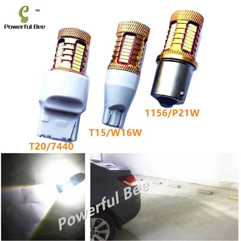 2 x T15/w16w 1156/ba15s T20/7440/WY21W 18W power white LED 12V car automobile reverse tail lights lamp bulb