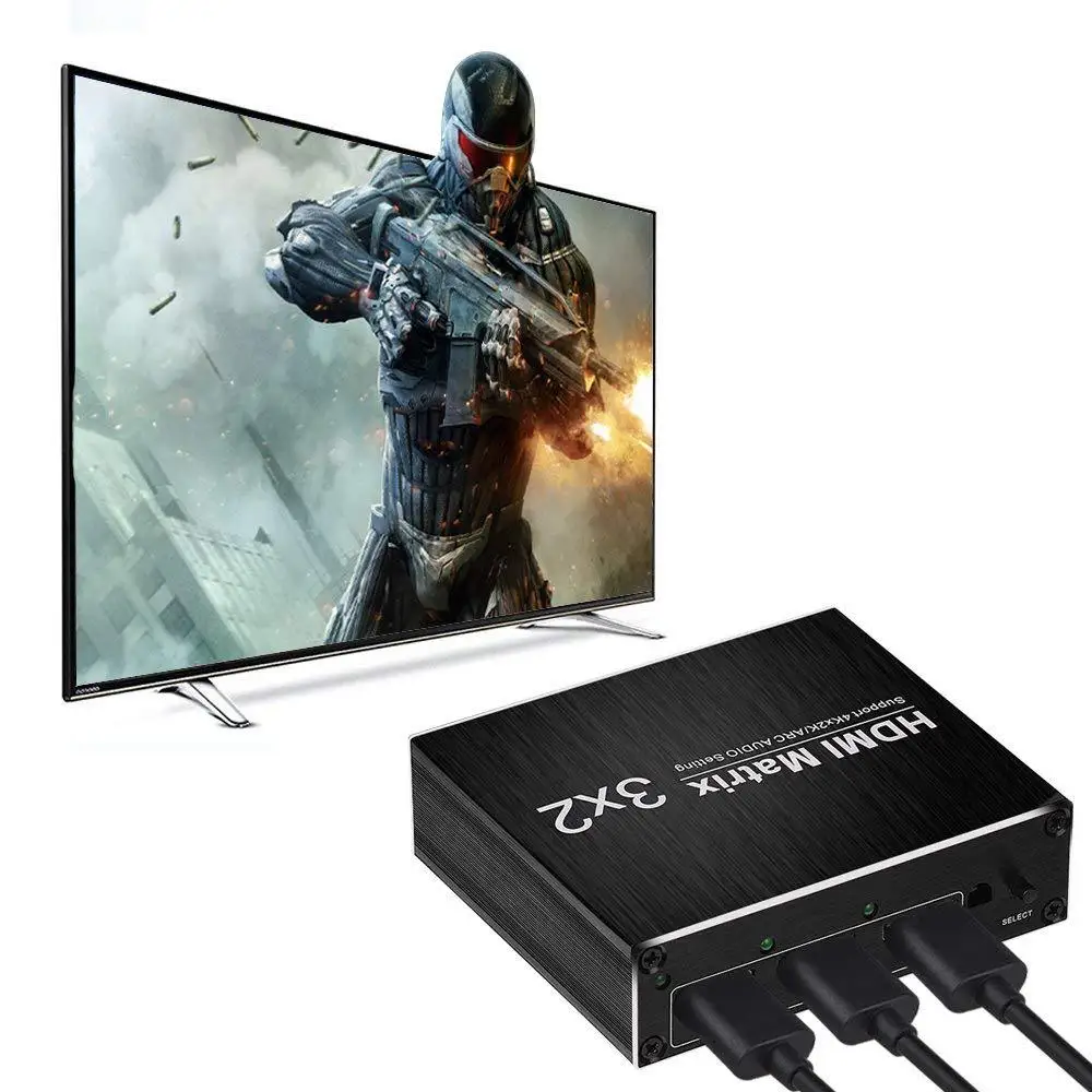 4K HDMI сплиттер 60 Гц Ultra HD 3X2 матричный коммутатор переключатель R/L + ARC 3 порта входы 2