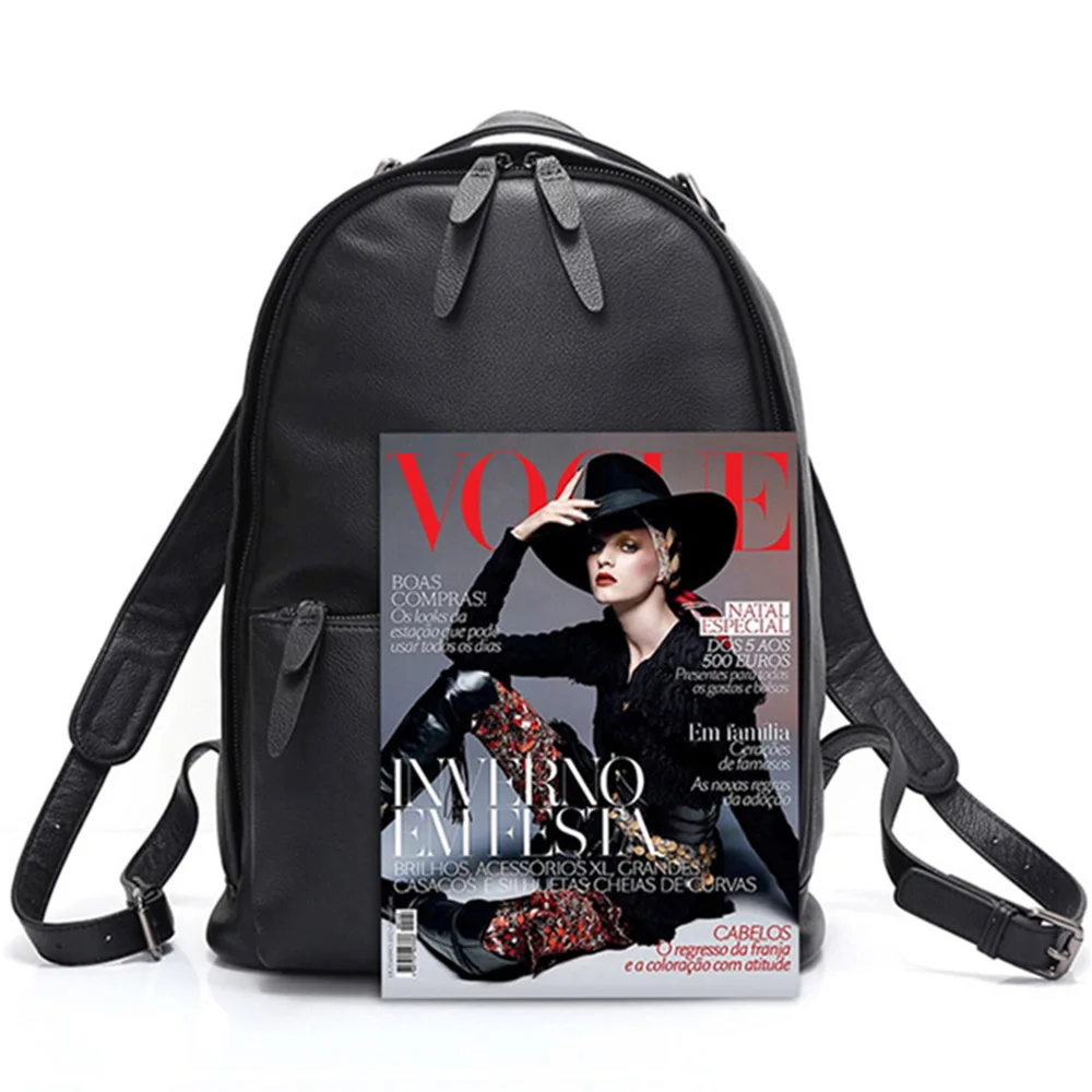 

Zency Black Women Backpack 100% Genuine Leather Male Female Big Travel Bag Schoolbag Large Capacity Laptop Knapsack Unisex