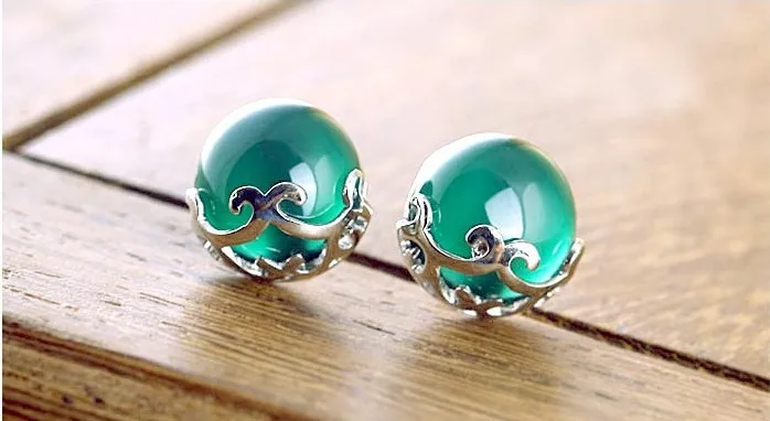 Новое поступление модные серьги гвоздики из натурального опала ювелирное