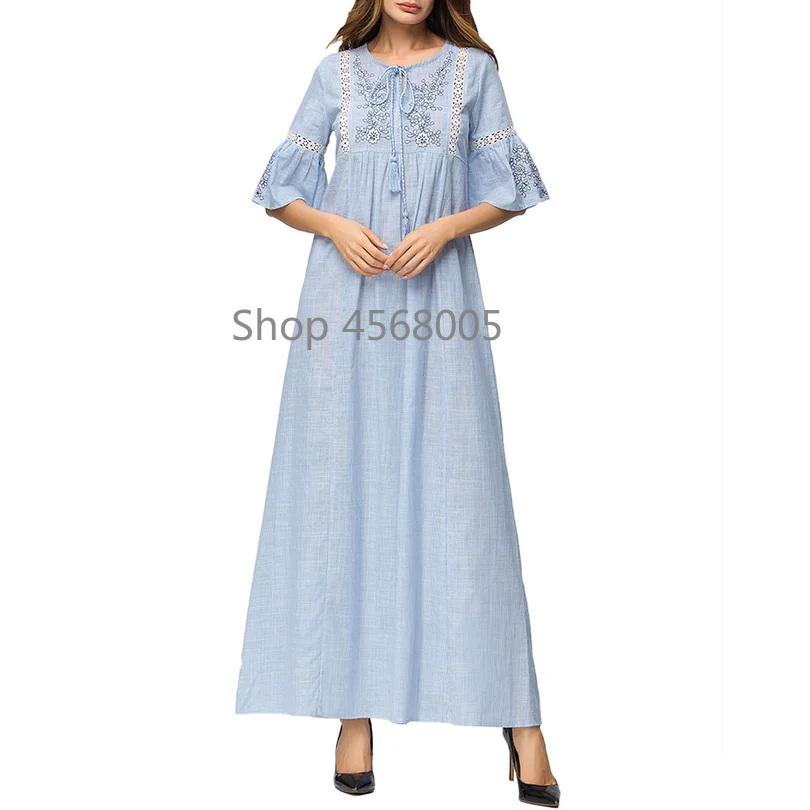 Абая для женщин вышивка платье с кисточками леди турецкое Макси Дубай Арабский