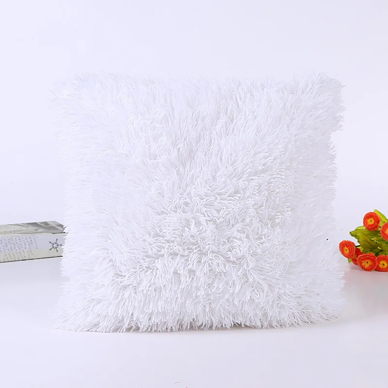 

45*45cm Solid Soft Plush Faux Fur Wholesale Decorative Cushion Cover Throw Pillows For Sofa Car Chair Hotel Home Decoration