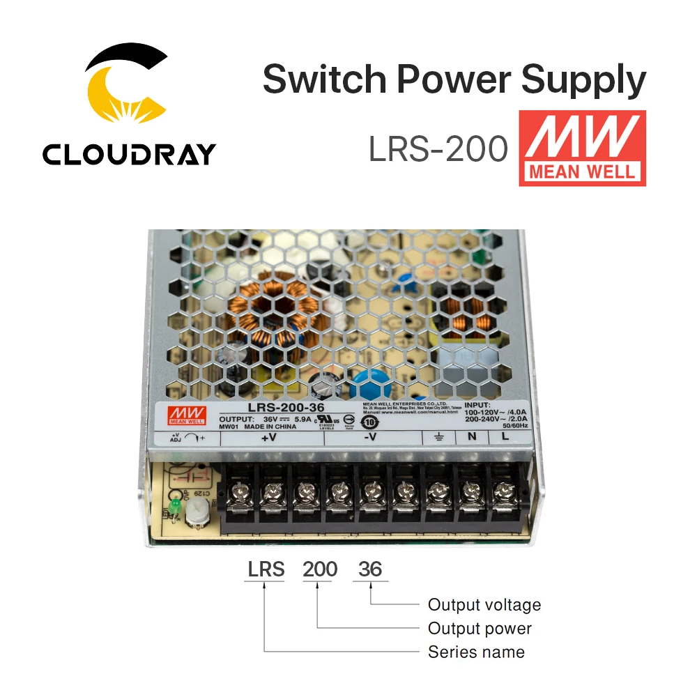 Meanwell LRS 200 импульсный источник питания 12 В 24 в 36 48 Вт оригинальный бренд MW Тайвань