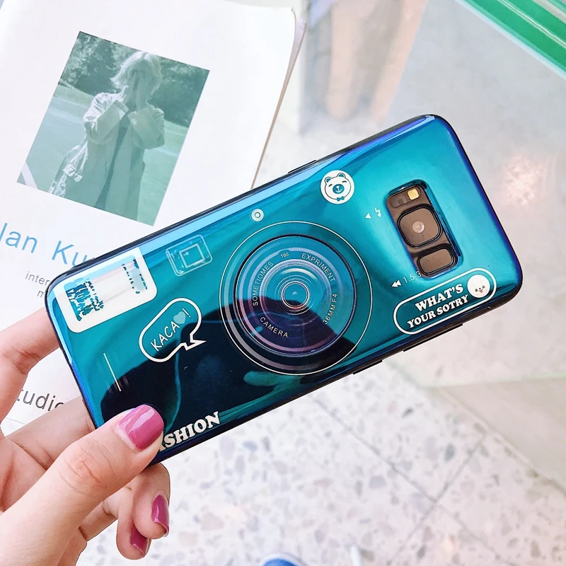 3D Камера чехол для samsung Galaxy A3 A5 A7 A6 A8 плюс A8S A6S A9 звезда Lite Blue-ray кронштейн крышка - Цвет: Синий