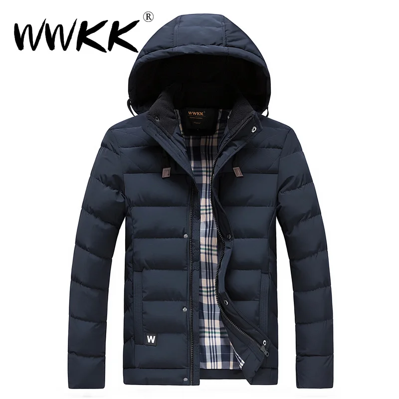 Dark blue WWKK новая зимняя куртка теплая парка Мужская Тренч мужская одежда подкладка из хлопка куртка Аляска Подростковая ветрозащитная непромокаемая Верхняя одежда Топы - Цвет: Dark blue