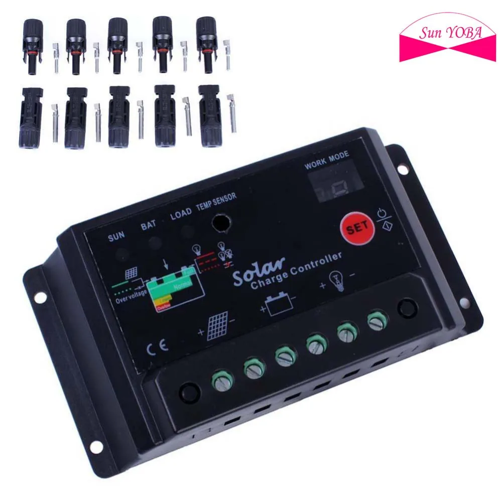 20A Intelligen PWM регулятор заряда батареи 12 В/24 В автоматический переключатель + 5 пар M/F
