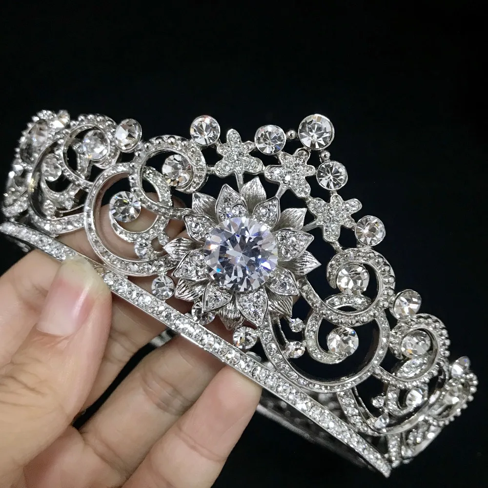 Серебряная винтажная Роскошная циркониевая корона тиара модная повязка для