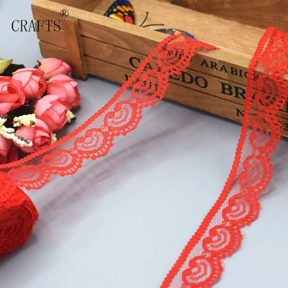 red Новинка! 10 ярдов красивой кружевной ленты, шириной 2,2 см, DIY ювелирных изделий одежды/цветов и других аксессуаров - Цвет: red