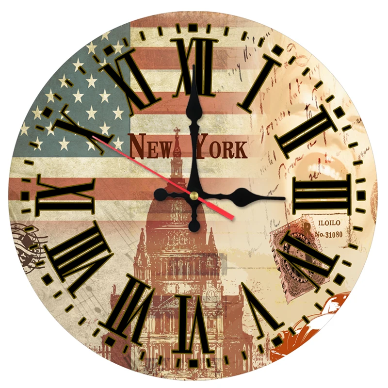 top sale wooden wall clock home decoration living room quartz watches wall stickers Europe still life  Antique style clocks