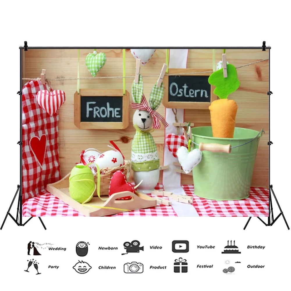Laeacco Frohe Ostern счастливый Пасхальный день яйца кролик любовь сердце деревянная