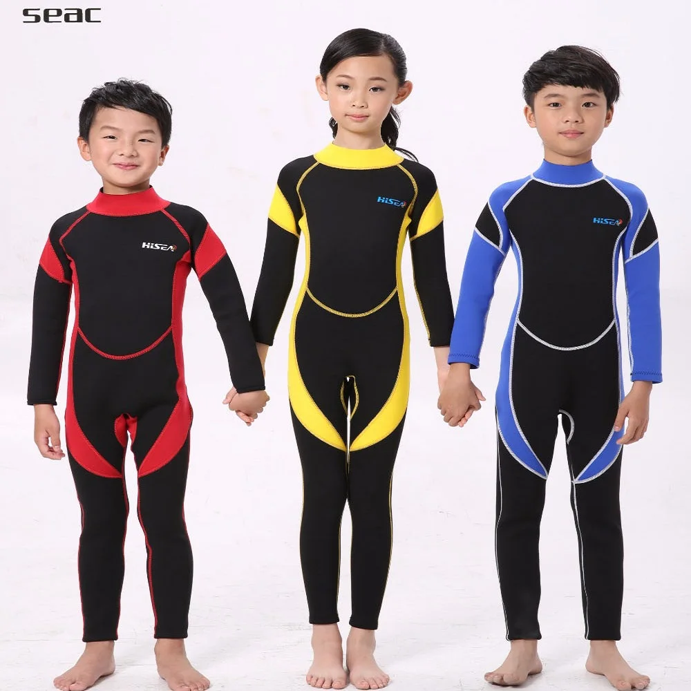 

2.5MM Neoprene Child Wetsuit Kids Long Sleeve One Piece Swimwear Rashguard Boys Girls Sun-protection Warm Dive Wet Suits