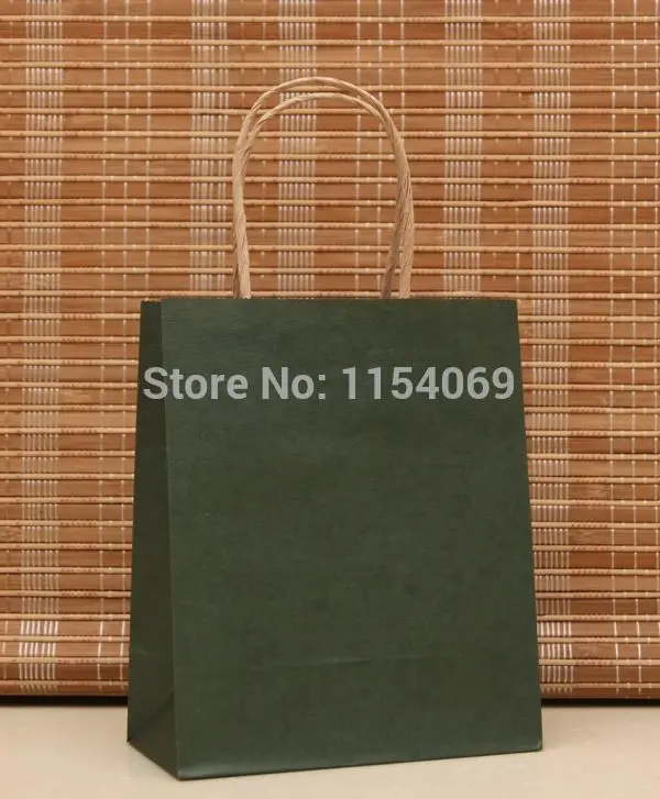

Hotsale 20pcs/lot 18x15x8cm Dark Green Kraft Paper Bag Shopping Jewelry Boutique Gift Packaging Bag Paper Gift Bags With Handle
