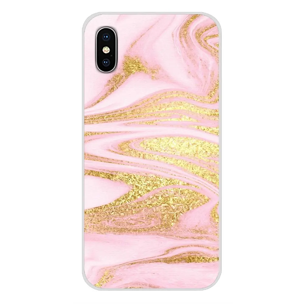 Розовый мрамор розовое золото аксессуары чехлы для телефонов Apple iPhone X XR XS MAX 4 4S 5 5S