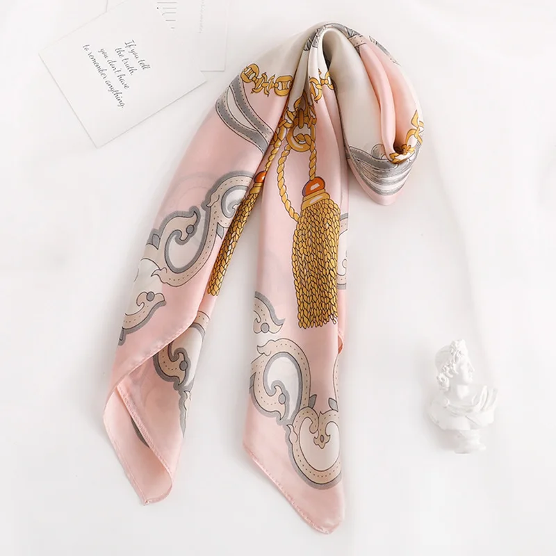 2019 New Square Scarf Women Fashion Silk Scarves and Wrap Ladies Retro Spring Summer Print Office Hair Neck foulard | Аксессуары для