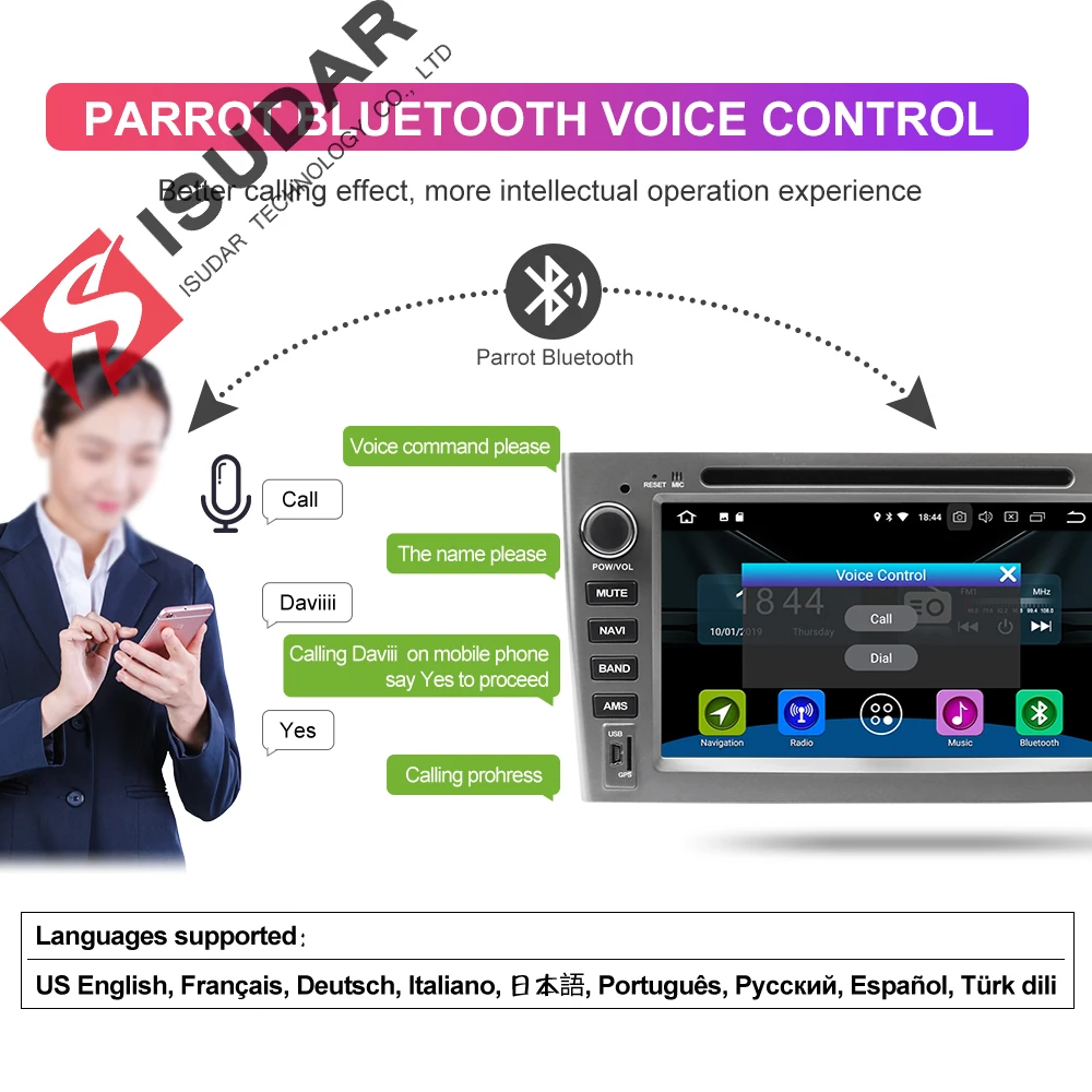 Isudar H80 Автомобильный мультимедийный плеер Android 8 0 2 DIN Авторадио для peugeot 308/408