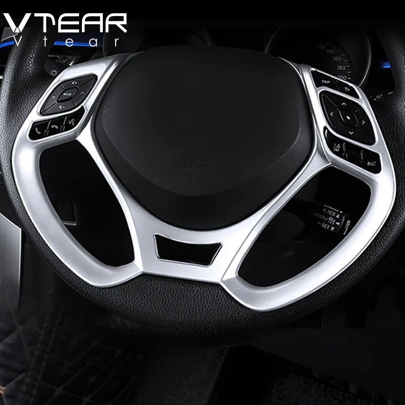 Vtear для Toyota C-HR CHR chrom кнопка на рулевое колесо Панель рамка крышка Накладка наклейка интерьерные молдинги аксессуары