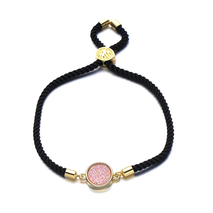 pink gold Pipitree уникальные Разноцветные 12 мм круглые красивые браслеты с камнем для женщин и мужчин Медный регулируемый браслет из Красной Нити ювелирные изделия на вечерние - Окраска металла: pink gold