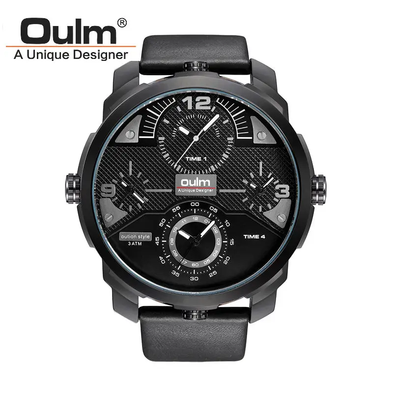 Топ бизнес часы из натуральной кожи ремешок 4 часовая зона Япония кварцевый