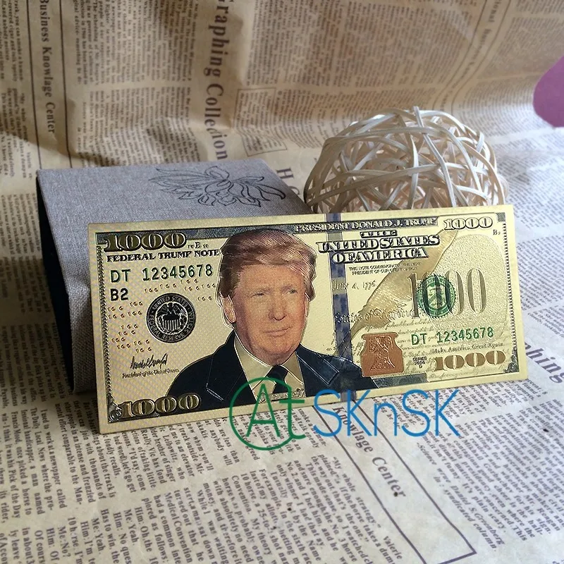 10 шт./лот американский президент Дональд Трамп позолоченные банкноты 100 1000