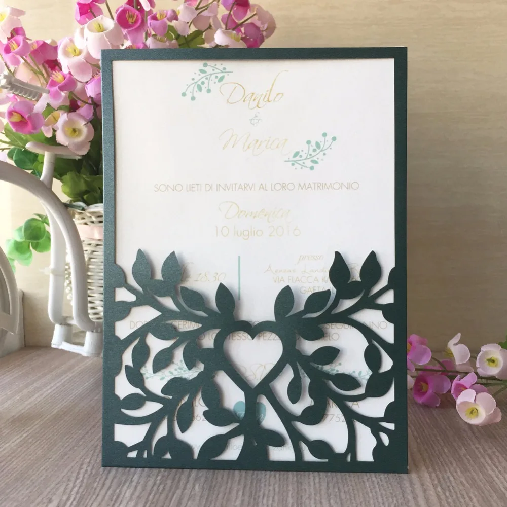 

45pcs Laser Cut Leaves Pattern Wedding Invitation Cards Birthday Party invitations Greeting Card Event&Party Supplies