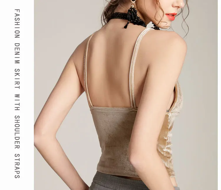 Женский винтажный Топ бархатный короткий топ с треугольным вырезом без рукавов |