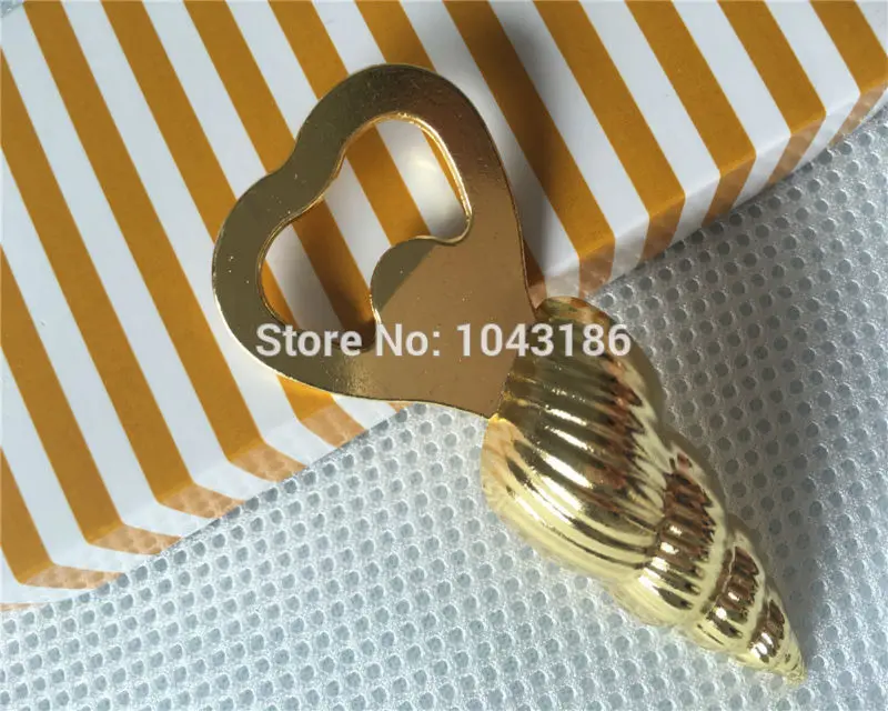 

wedding favor gift and giveaways for guests--golden conch/whelk bottle opener party gifts birthday souvenir 20pcs/lot