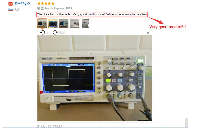 Hantek DSO5102P цифровой осциллограф Портативный 100 МГц 2 Каналы 1GSa/s запись Длина 40 K USB Osciloscopio портативные осциллографы