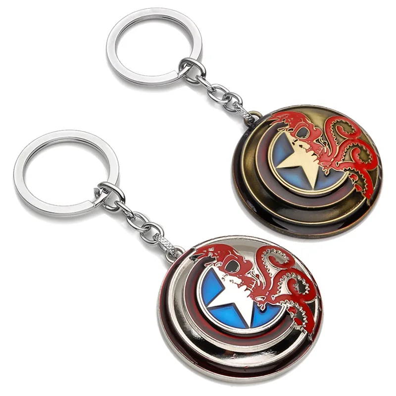 17 типов Marvel Hero Captain America Shield Круглый Вращающийся брелок на ключи с кольцом из