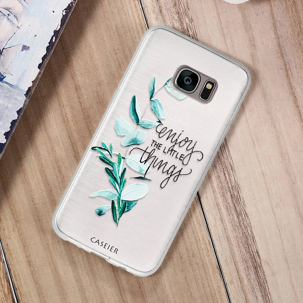 CASEIER Plant Leaf Phone Case For Samsung S8 Plus Soft Silicone Cases 3D Cover Note 8 S6 S7 Edge Shell Coque Capinha |
