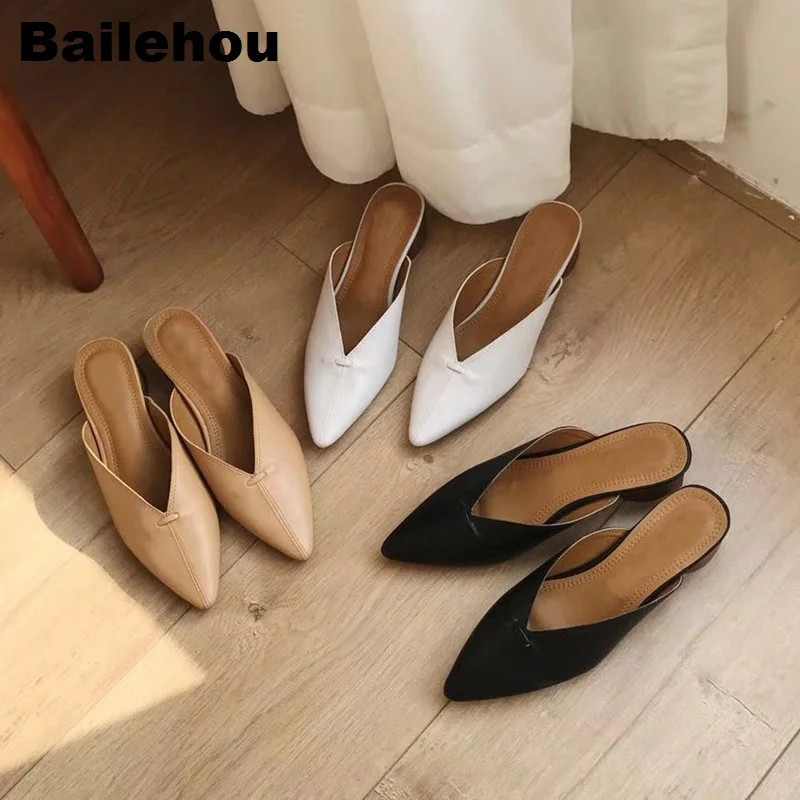 Bailehou/женские шлепанцы без шнуровки обувь пикантная женская на низком каблуке для