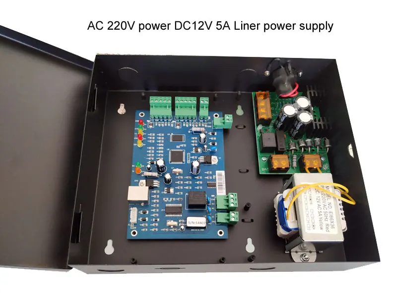TCP/IP однодверный контроллер доступа комплект с мощности чехол 110V / 220v источника
