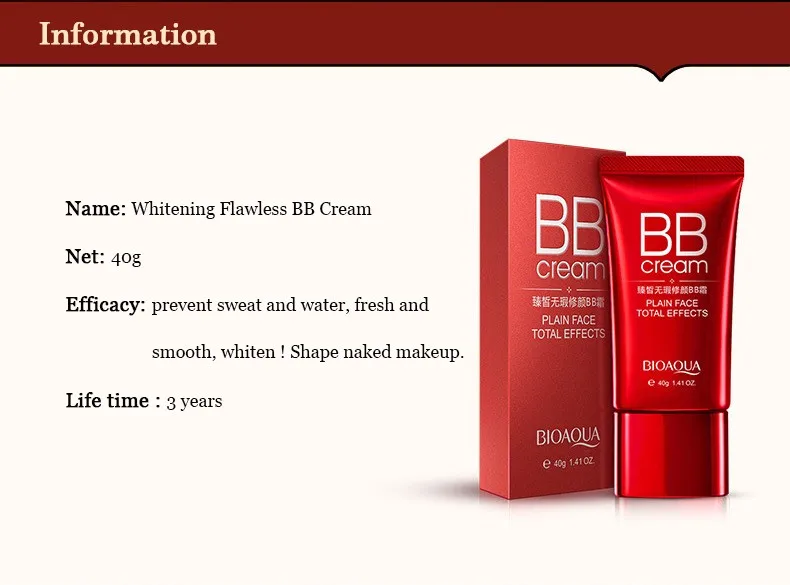 BIOAQUA свежий Nude Make-up BB крем отбеливающий Безупречный Корректор для ЛИЦА ПРАЙМЕР изоляции Водонепроницаемый большой красный CC крем
