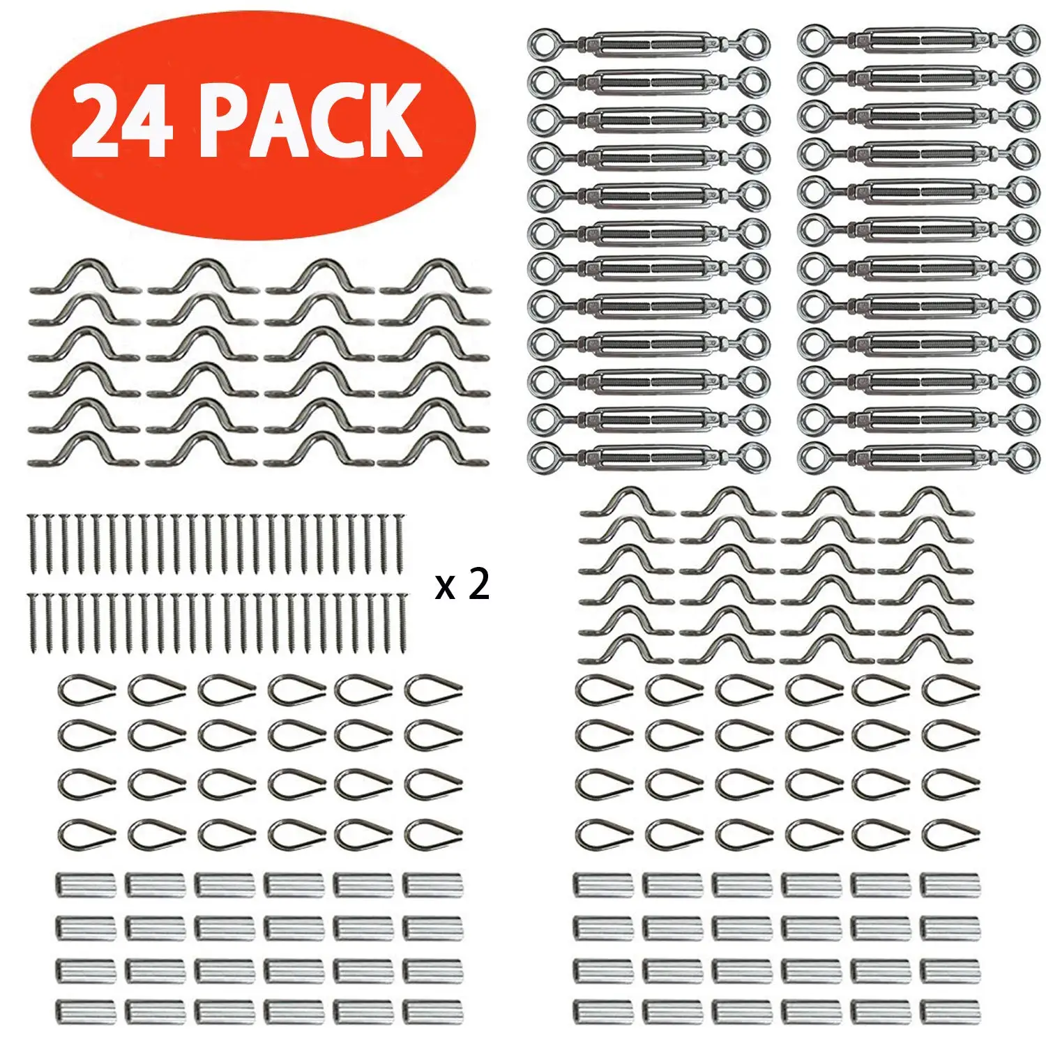 

Cable Railing Set Heavy Duty Stainless Steel Cable Railing Kits Wood Posts Balustrade Kit with Jaw Swage Fork Turnbuckle 24PCS