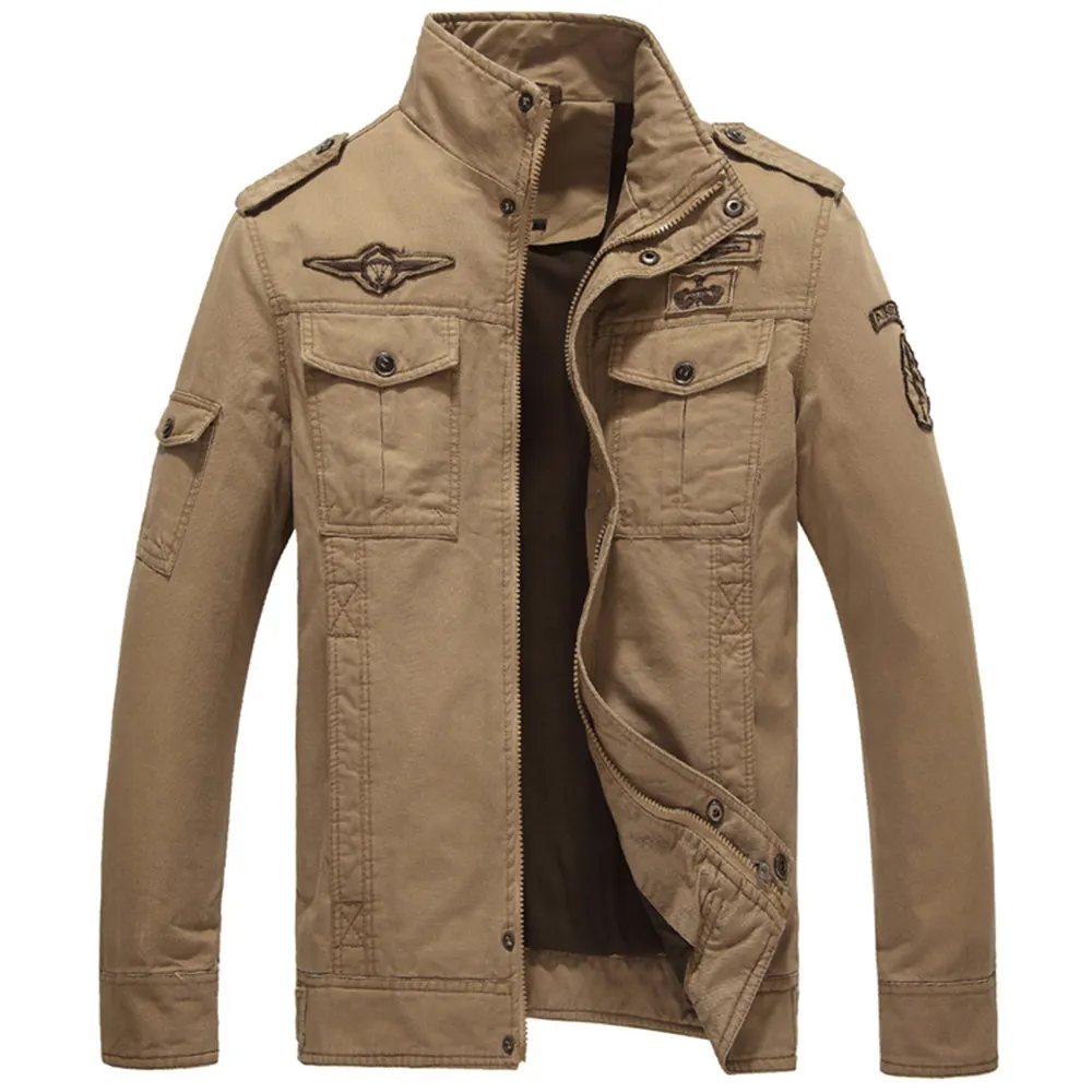 Military style tooling models fall cotton jacket collar badges washing large size men's unlined tough guy | Мужская одежда