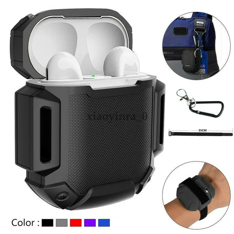 Защитный чехол для наушников с силиконовым чехлом кожаным AirPods ремешком на