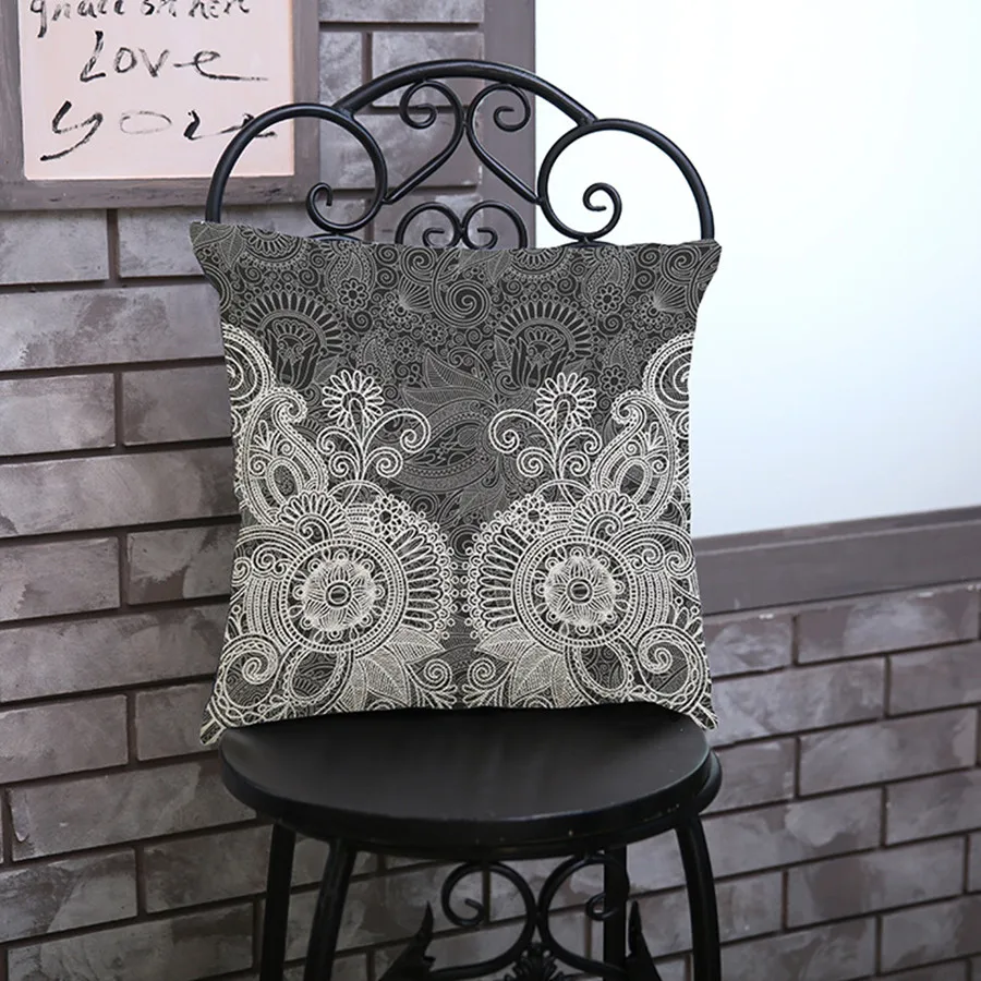 Винтажные декоративные подушки декоративное украшение из хлопка и льна в черно