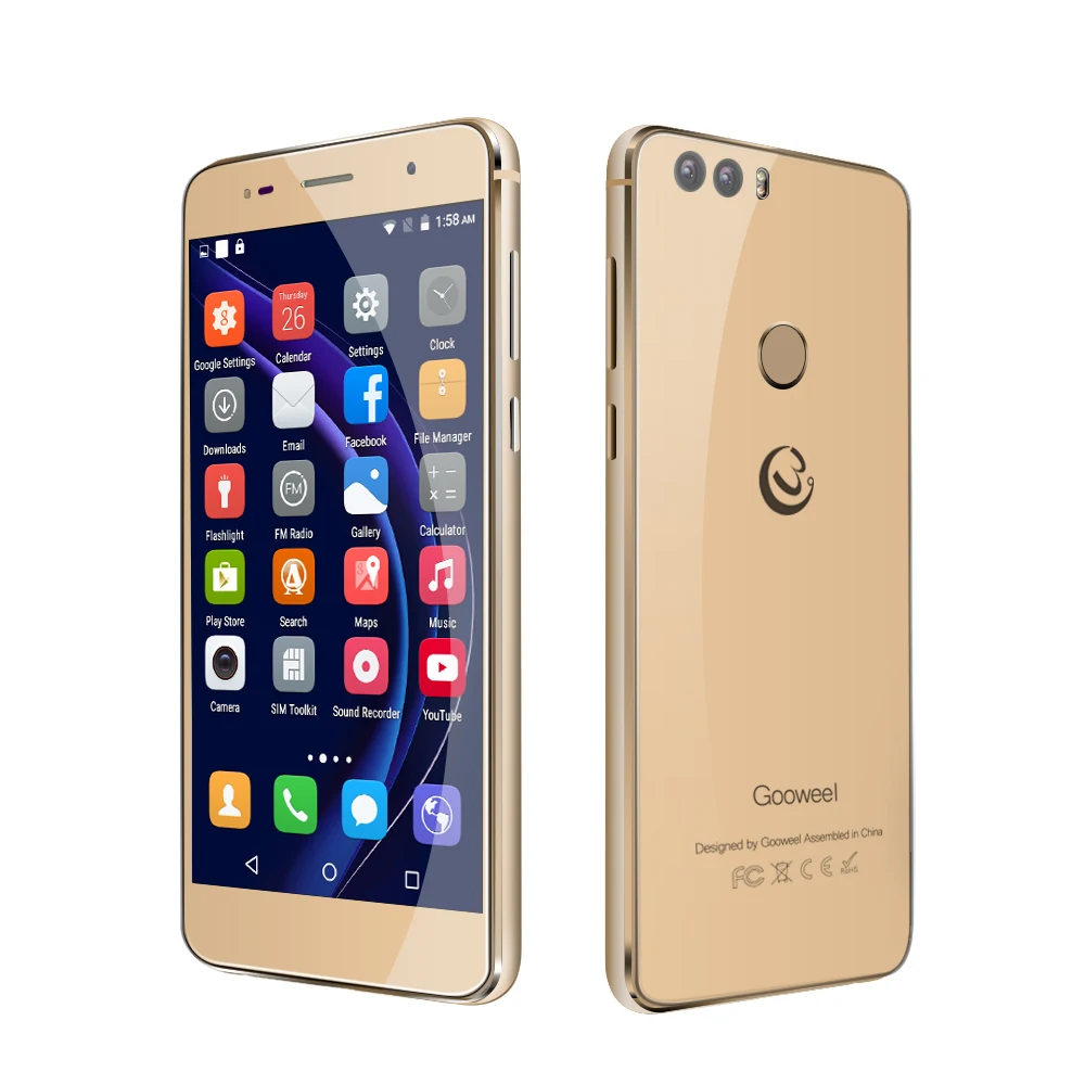 Free GIFT Gooweel M8 Cell phone Dual 2.5D Glass 5.5 inch HD IPS MTK6580 quad core Mobile Fingerprint ID13.0MP smartphone | Мобильные