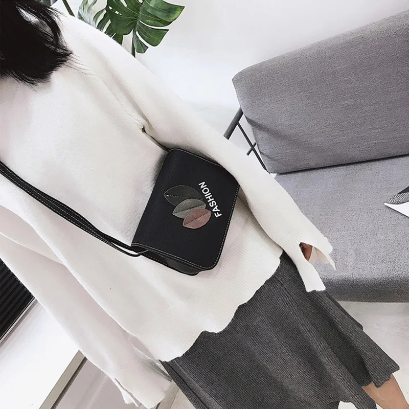 

CASMOR 2019 Women Shoulder Bags Brand Vintage Simple Appliques Leaves Rivet Messenger Bag for Female Pu Leather Crossbody Bags