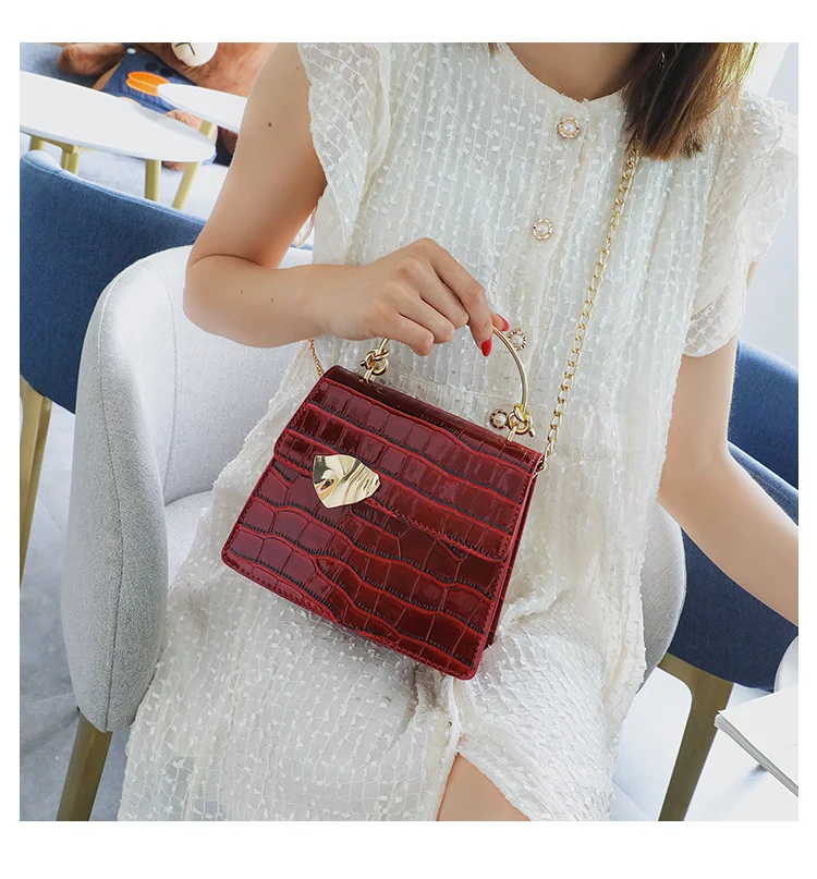 Elegant Female Stone Pattern Tote bag New High Quality PU Leather Women's Designer Handbag Chain Shoulder Messenger Bag