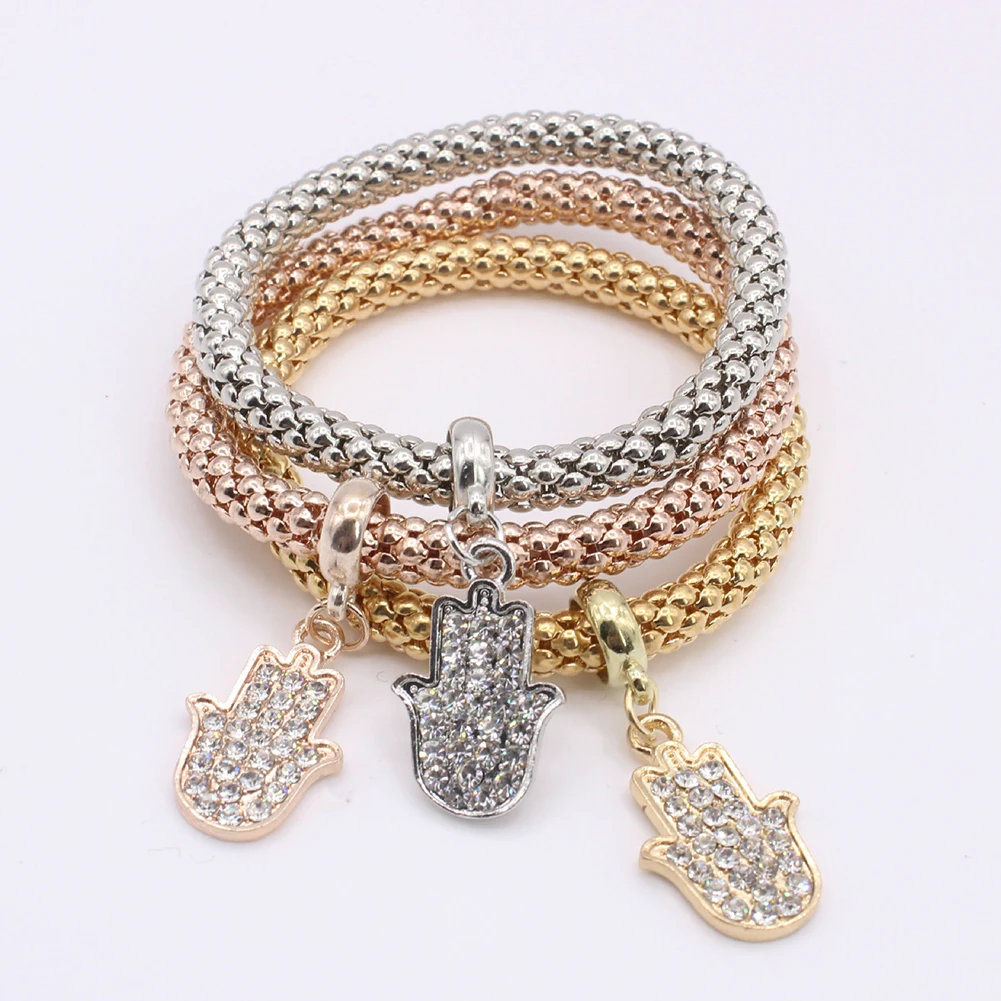 2019 горячие женщины 3 шт./компл. горный хрусталь сердце Рука Фатимы Шарм Кукуруза