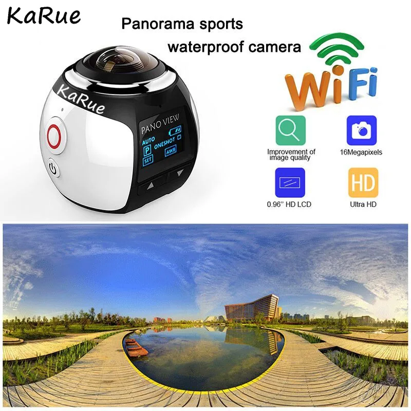 

KaRue V1B Camera 360 Action Camera Wifi 2448*2448 Ultra HD Mini Panorama Camera 360 Degree Sport Driving VR Camera