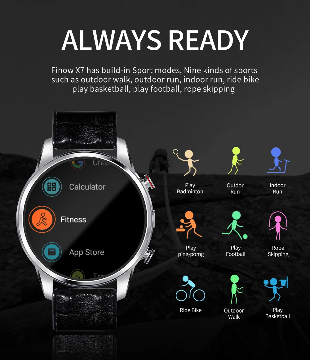 Новые мужские Смарт-часы Finow X7 4G 1,39 дюймов AMOLED 400*400 GPS/ГЛОНАСС четырехъядерный 16 Гб 600 мАч MTK6739 relogio часы телефон