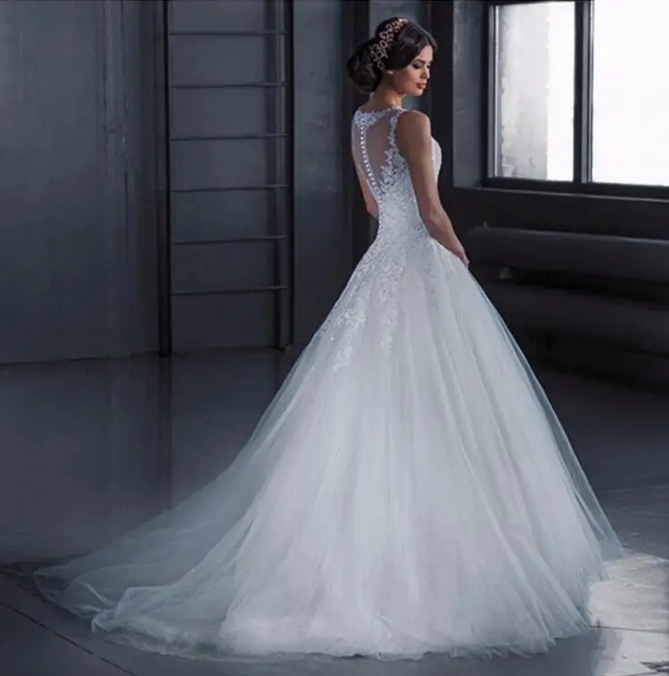 Vestidos de Novia Дешевое вечернее платье свадебное платье Robe de mariage прозрачное кружевное свадебное платье Vestido de Noiva ZJ2468