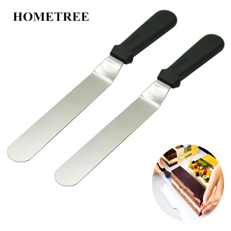 

HOMETREE 1 Pcs Plastic Handle Stainless Steel Knife Cakes Baking Spatula Curved For Kitchen Dining Bakeware Pastry Tools H197