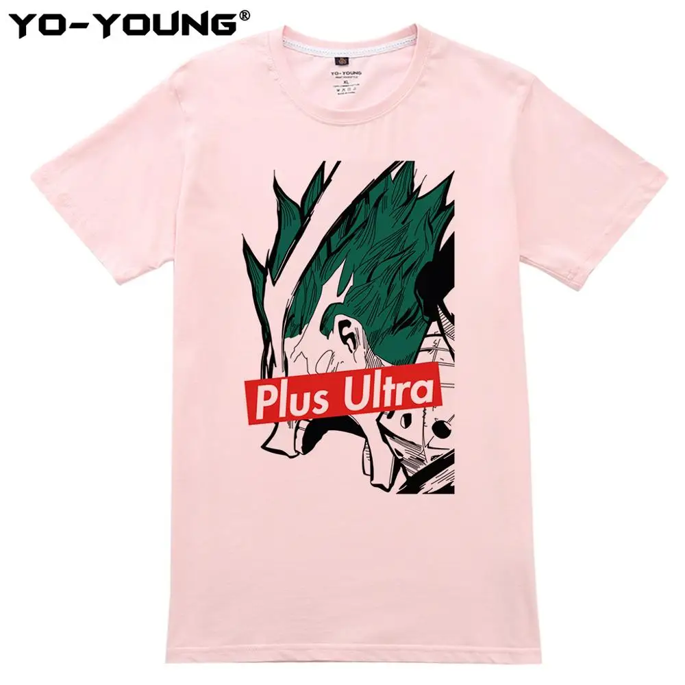 Pink 1 Йо-молодые мужские футболки, Аниме Boku No Hero Academy Plus, ультра бум, принт, 180 г/см, чёсаный хлопок, футболки, мужские, по индивидуальному заказу - Цвет: Pink 1