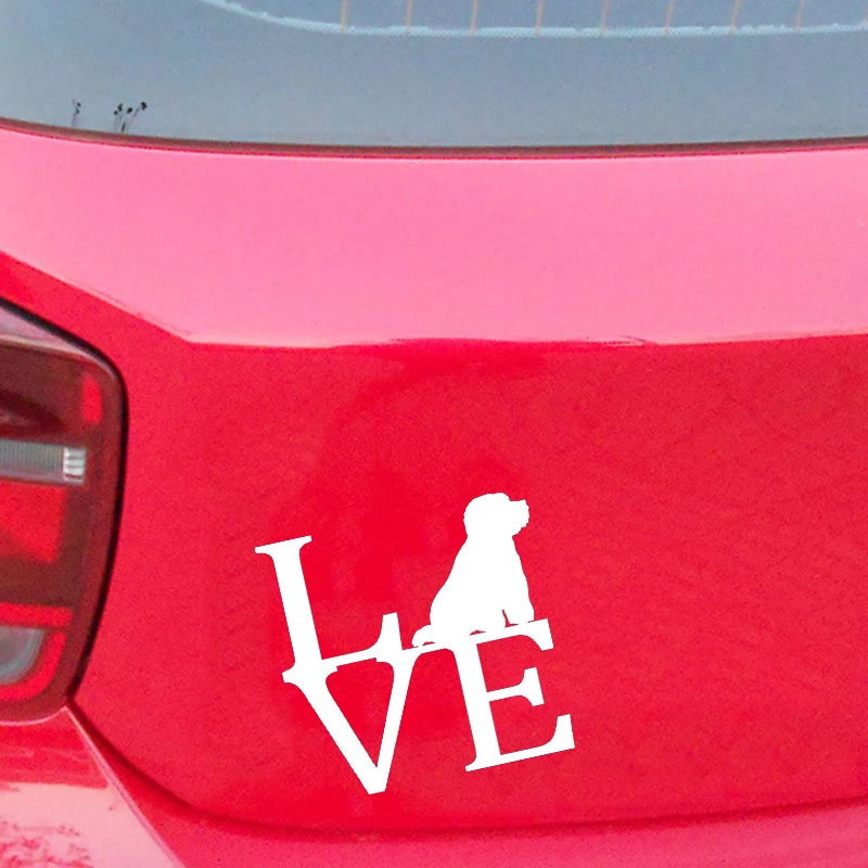 

Bichon Frise Love Dog Decal Sticker Car Truck Van Wall Mirror Toy Art Rear Window Car Sticker